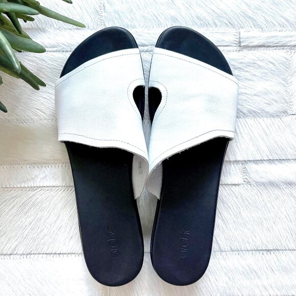 Arche Aurane Leather Slide Sandals in White/Black Size 9.5 - Picture 6 of 11